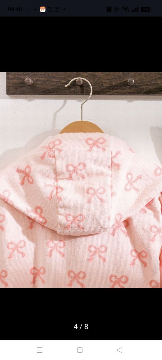 LCW 4-10 yaş Kız Çocuk Pembe Desenli Bornoz - Görsel 4