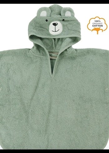 Organik Pamuklu Erkek Çocuk Yeşil Nakışlı Bornoz - Görsel 6