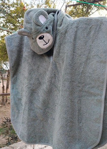 Organik Pamuklu Erkek Çocuk Yeşil Nakışlı Bornoz - Görsel 7