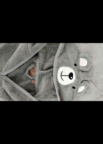 Organik Pamuklu Erkek Çocuk Yeşil Nakışlı Bornoz - Görsel 9