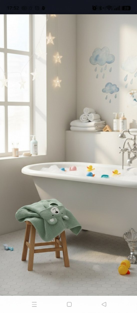 Organik Pamuklu Erkek Çocuk Yeşil Nakışlı Bornoz - Görsel 3