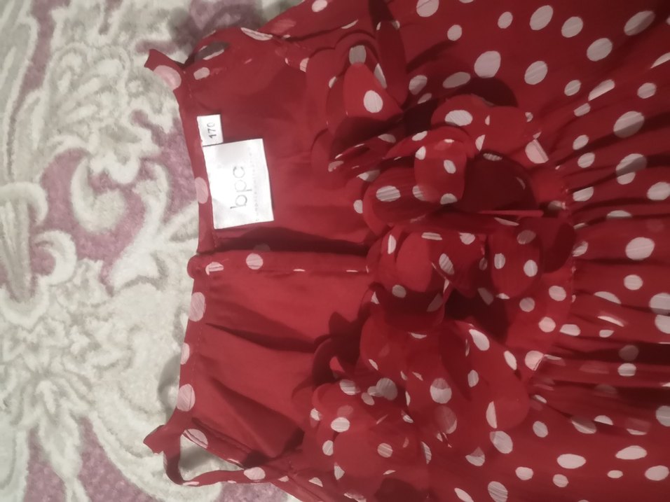 Kırmızı Puantiyeli Bohem  elbise - Görsel 2