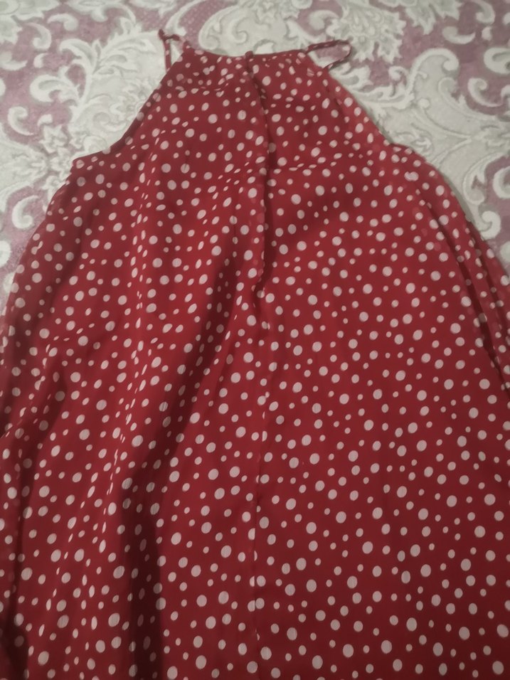 Kırmızı Puantiyeli Bohem  elbise - Görsel 3