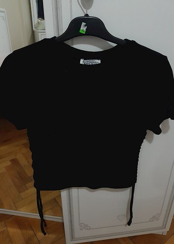 Defacto siyah yanlardan bağcıklı crop - Görsel 3