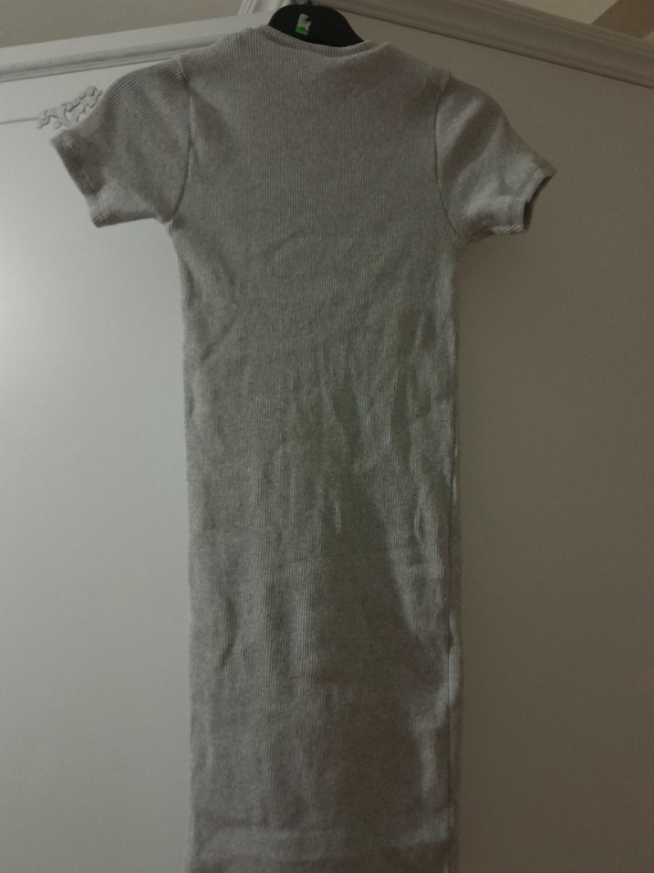 bisiklet yaka kısa kol yazlık fitilli basic elbise - Görsel 2