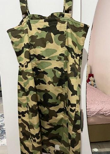 Kamuflaj Desenli Fermuarlı Mini Elbise - Görsel 2