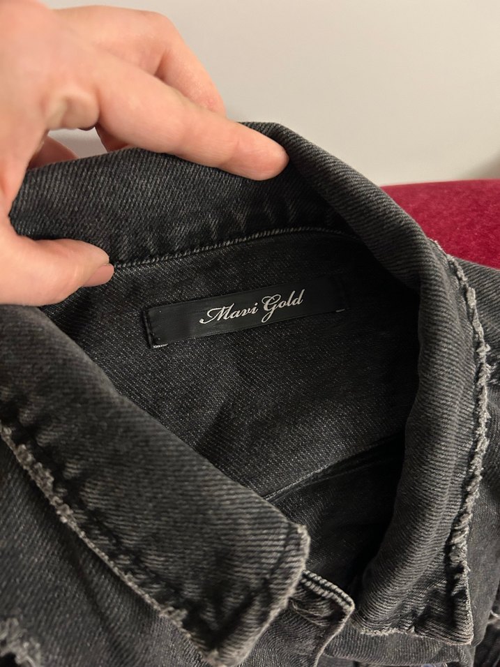 Düğmeli Siyah Kadın Denim Ceket - Görsel 2