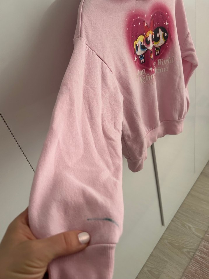 Kız Çocuk Pembe Baskılı Sweatshirt - Görsel 4