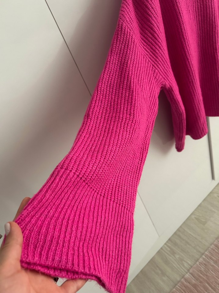 Pembe Triko Boğazlı Kadın Kazak - Görsel 4