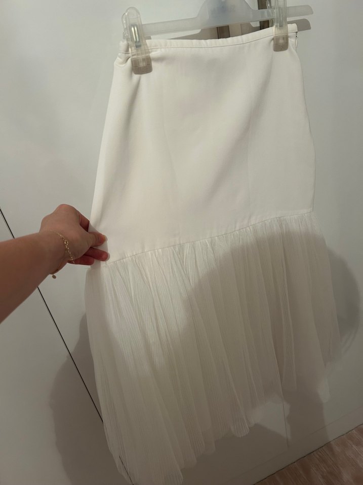 Beyaz Pliseli Mini Hamile Eteği - Görsel 2