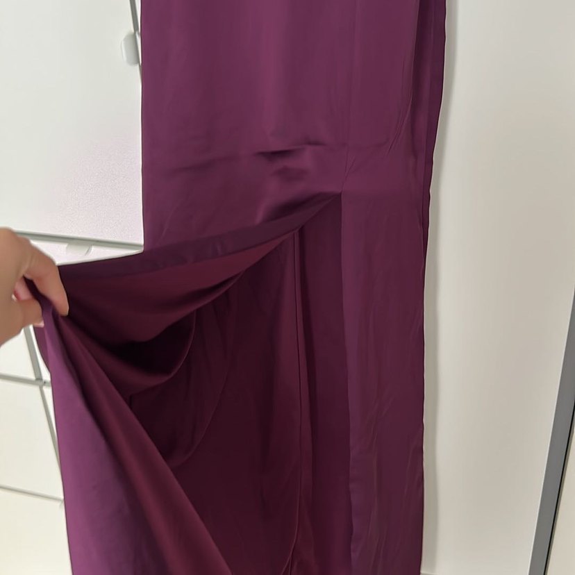 Mürdüm Drapeli Uzun Abiye Elbise - Görsel 5