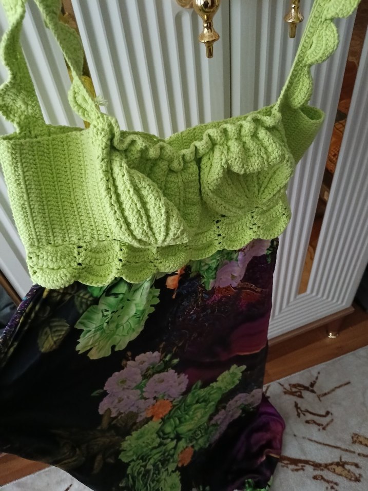 Bohem Çok Renkli Örgü Uzun Kadın Elbise - Görsel 3