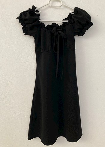 Fırfırlı Siyah Midi Gotik Elbise