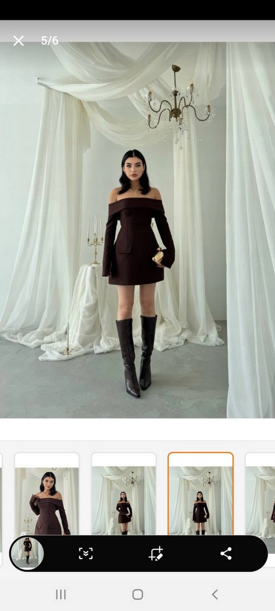 Kahverengi Mini Straplez Elbise - Görsel 5