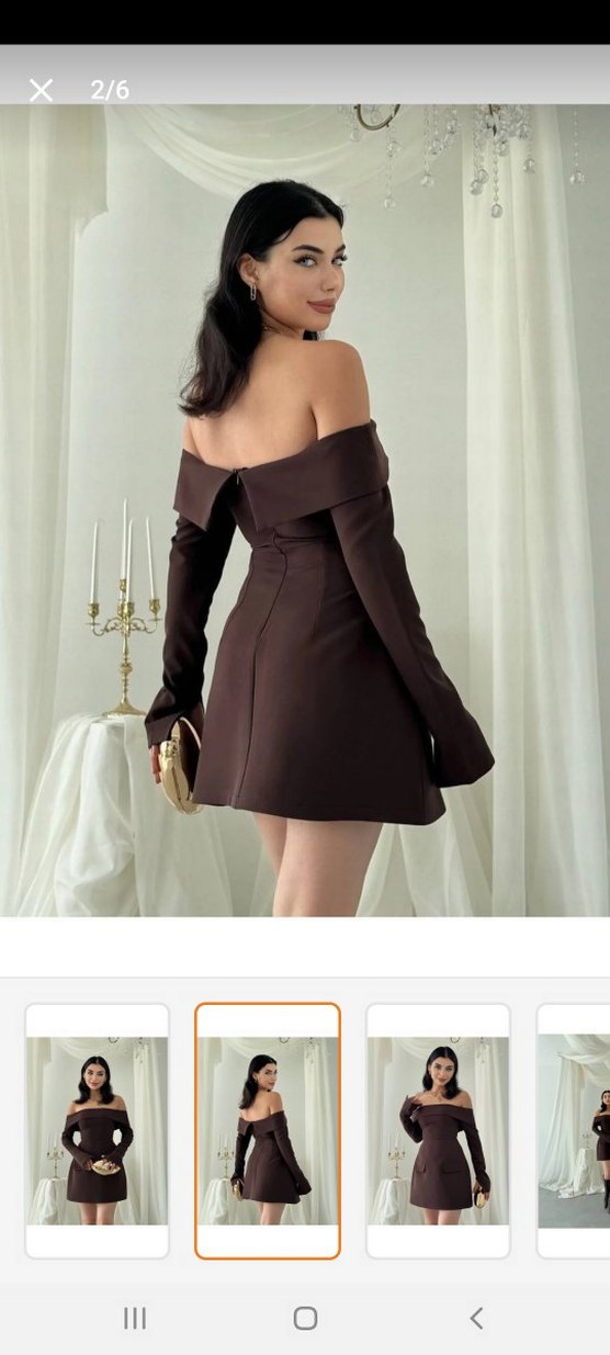 Kahverengi Mini Straplez Elbise - Görsel 2