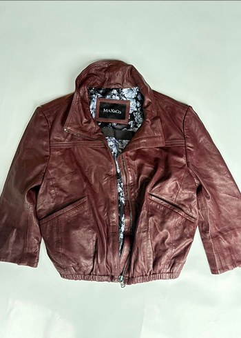 Max & Co Bordo Deri Biker Ceket