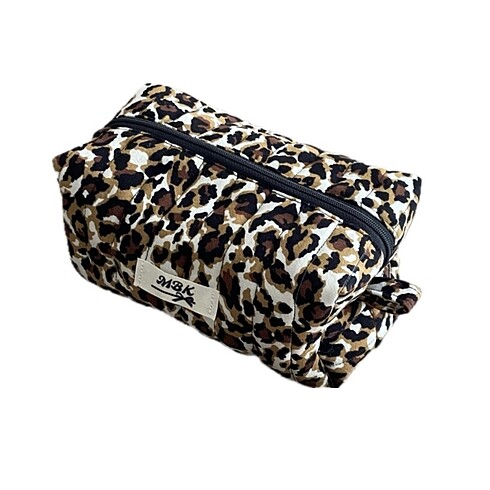Leopar desen makyaj çantası