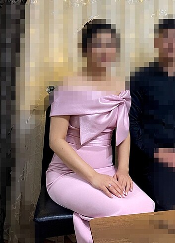 36 Beden Kayık Yaka Fiyonk Detay Balık Model Midi Gece Elbisesi