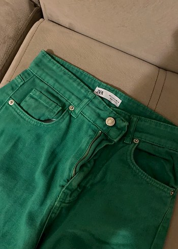 Düğmeli Yeşil Kadın Süet Pantolon