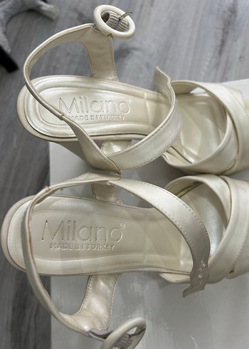 Beyaz Parlak Platform Topuklu Gelin Ayakkabısı - Görsel 7