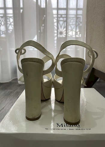 Beyaz Parlak Platform Topuklu Gelin Ayakkabısı - Görsel 6