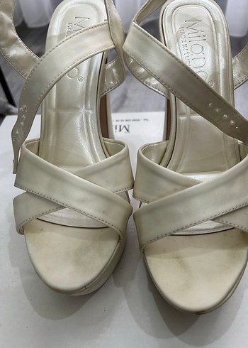 Beyaz Parlak Platform Topuklu Gelin Ayakkabısı - Görsel 4