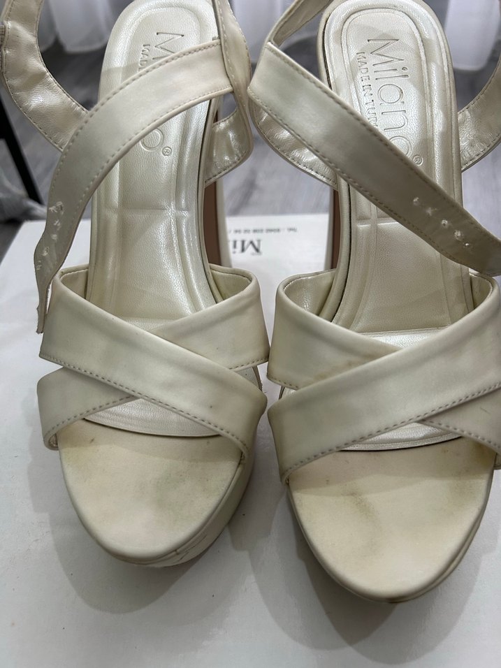 Beyaz Parlak Platform Topuklu Gelin Ayakkabısı - Görsel 4