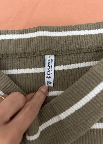 Çizgili, Yırtmaçlı Midi Kadın Etek - Görsel 3