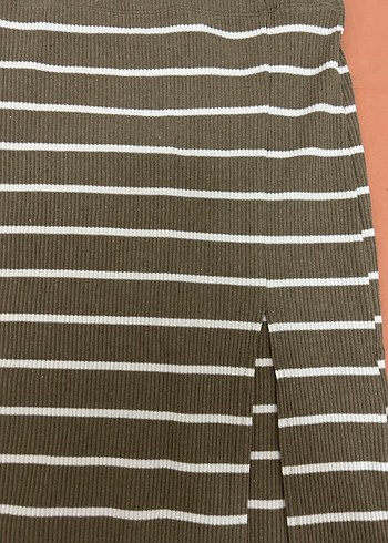 Çizgili, Yırtmaçlı Midi Kadın Etek - Görsel 2