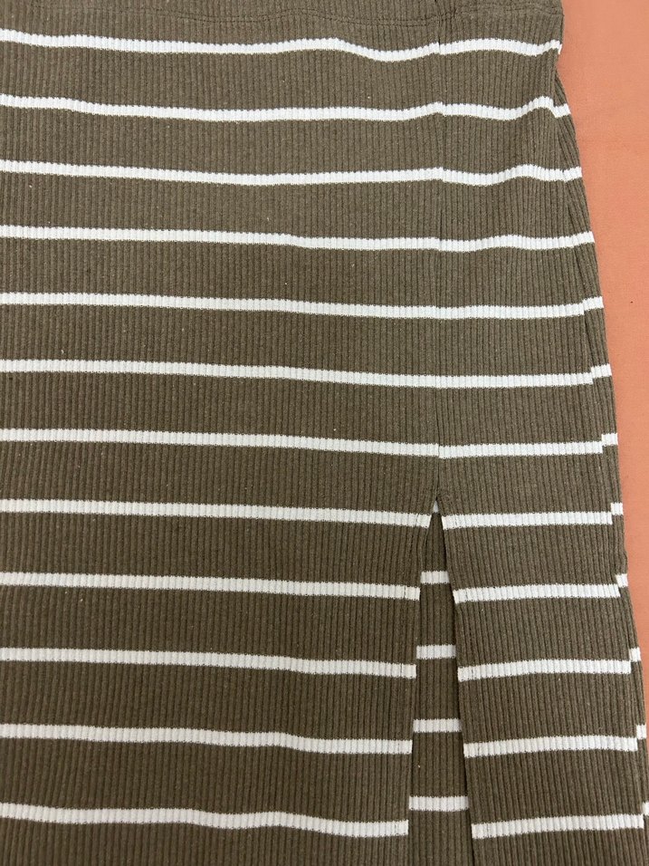 Çizgili, Yırtmaçlı Midi Kadın Etek - Görsel 2