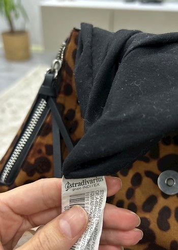 Kahverengi Leopar Desenli Süet Sırt Çantası - Görsel 5