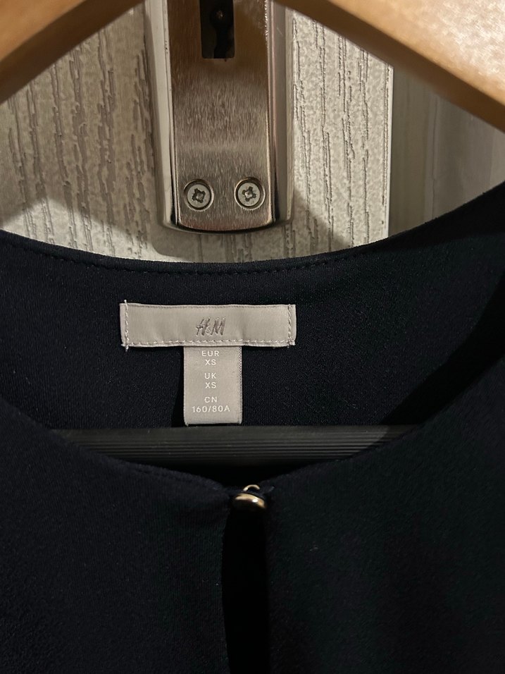 Lacivert, Pilili, Kısa Kollu V Yaka Bluz - Görsel 3