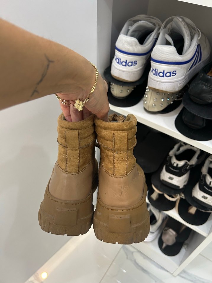 Kahverengi Süet Bağcıklı Platform Topuk Bot - Görsel 5