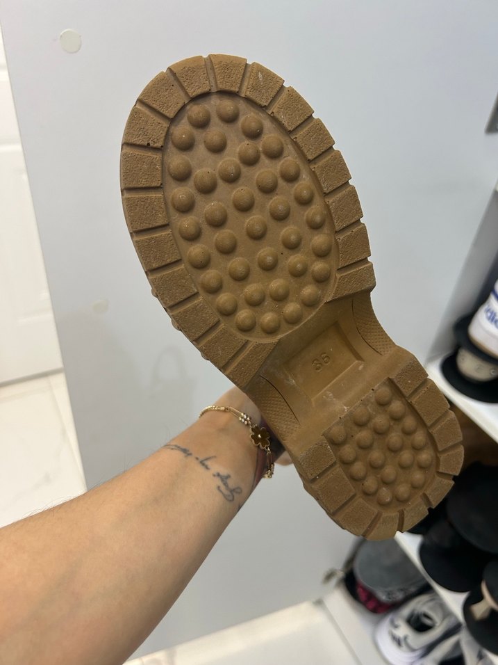 Kahverengi Süet Bağcıklı Platform Topuk Bot - Görsel 3