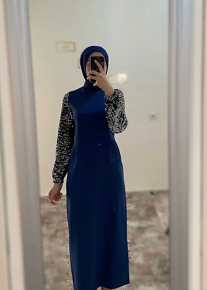 Payetli kol tesettür abiye - Görsel 2