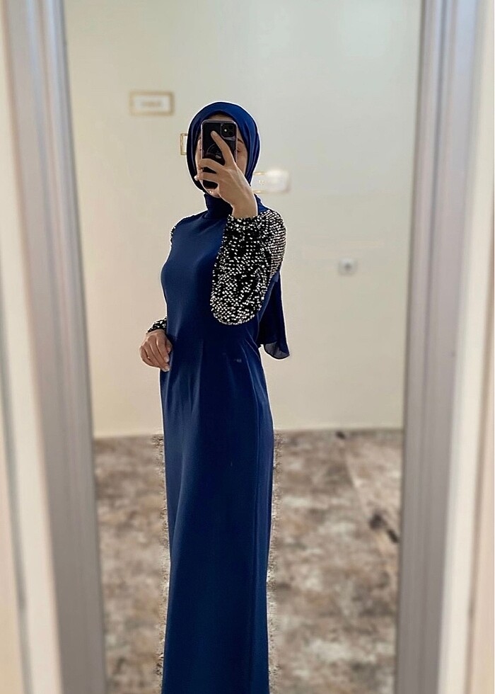 Payetli kol tesettür abiye - Görsel 4