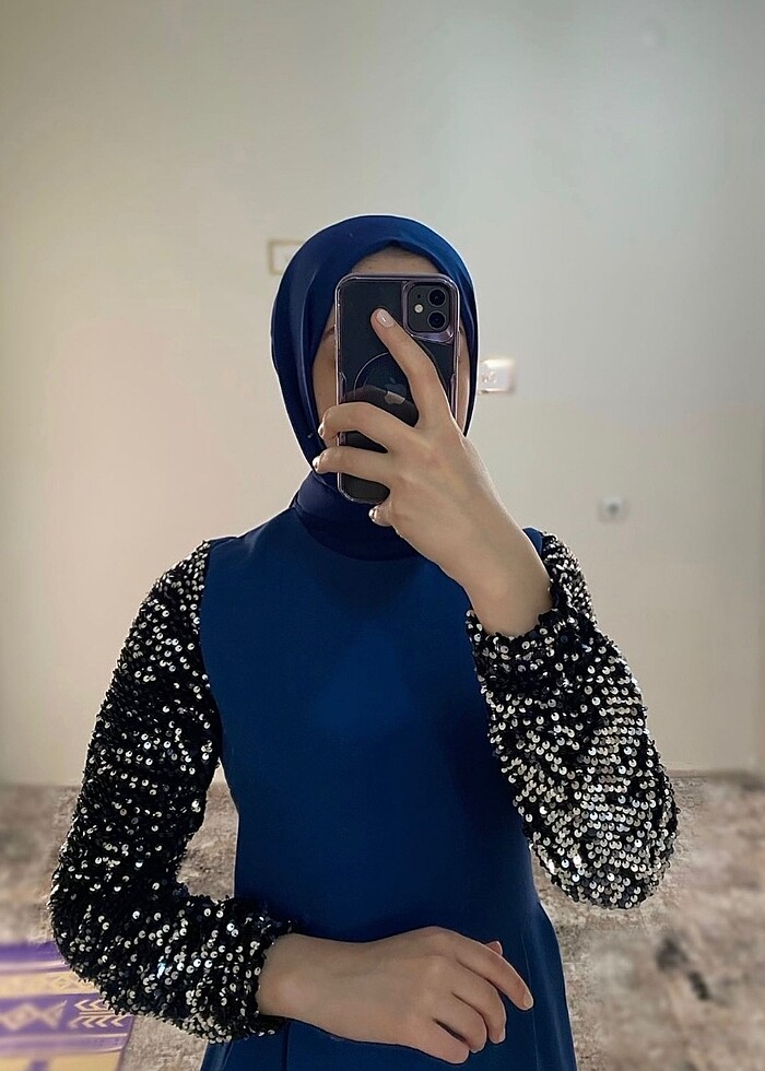 Payetli kol tesettür abiye - Görsel 3