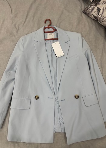 Gri Kadın Düğmeli Ofis Blazer Ceket - Görsel 2