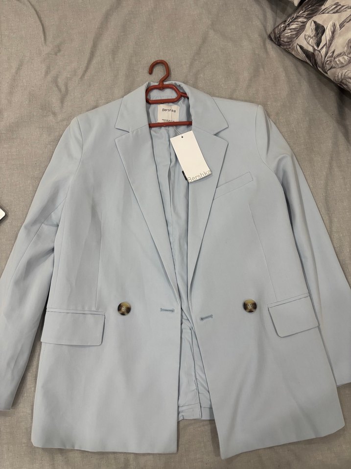 Gri Kadın Düğmeli Ofis Blazer Ceket - Görsel 2