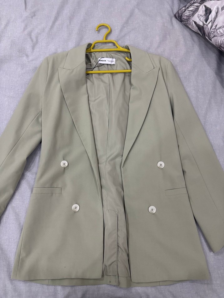 Düğmeli Bej Midi Kadın Ceket - Görsel 2