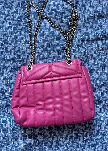 Pembe Zincir Askılı Kadın Denim Çanta - Görsel 3