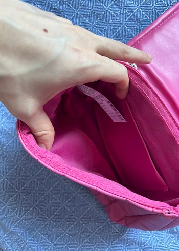 Pembe Zincir Askılı Kadın Denim Çanta - Görsel 5