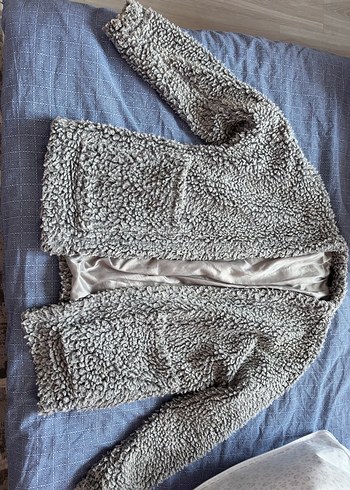 Gri Peluş Detaylı Kadın Ceket - Görsel 3