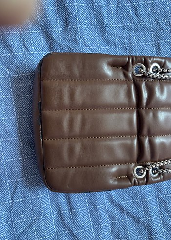 Kahverengi Deri Zincir Askılı Kadın Çanta - Görsel 4