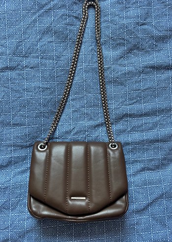 Kahverengi Deri Zincir Askılı Kadın Çanta - Görsel 2