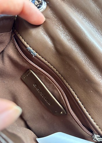 Kahverengi Deri Zincir Askılı Kadın Çanta - Görsel 3