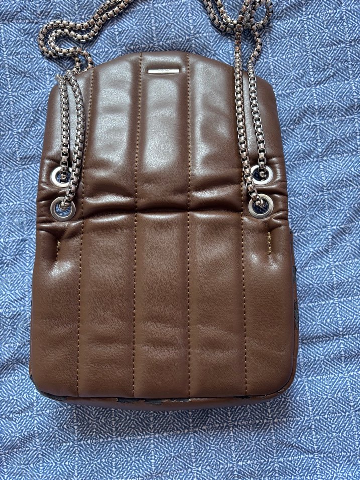 Kahverengi Deri Zincir Askılı Kadın Çanta - Görsel 5