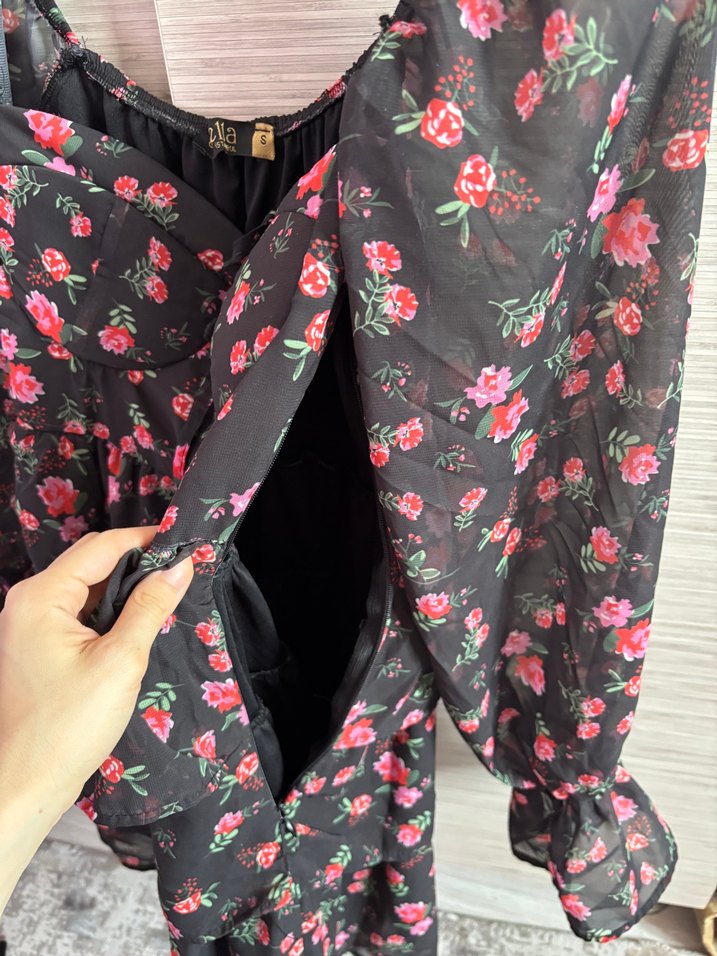 Pembe Çiçekli Bohem Mini Hamile Bluzu - Görsel 4