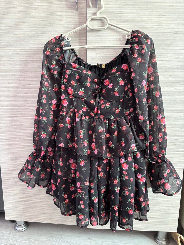 Pembe Çiçekli Bohem Mini Hamile Bluzu - Görsel 2