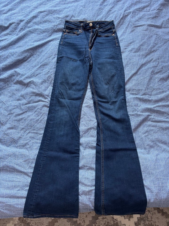 Kadın Lacivert Denim Geniş Paça Jean - Görsel 2